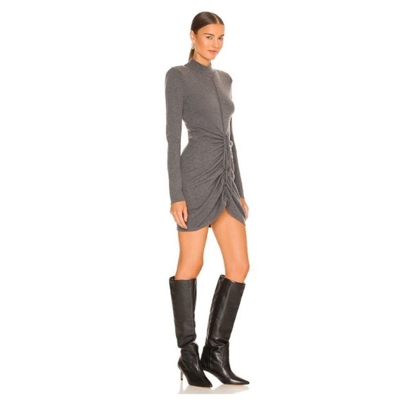 Ronny Kobo x Free People Macall Gray Knit Adjustable Ruched Sweater Mini Dress - Picture 7 of 16